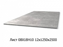 Лист 08Х18Н10 12х1250х2500