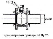 Кран шаровой приварной Ду 25