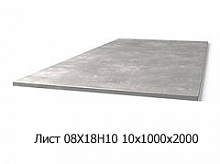 Лист 08Х18Н10 10х1000х2000